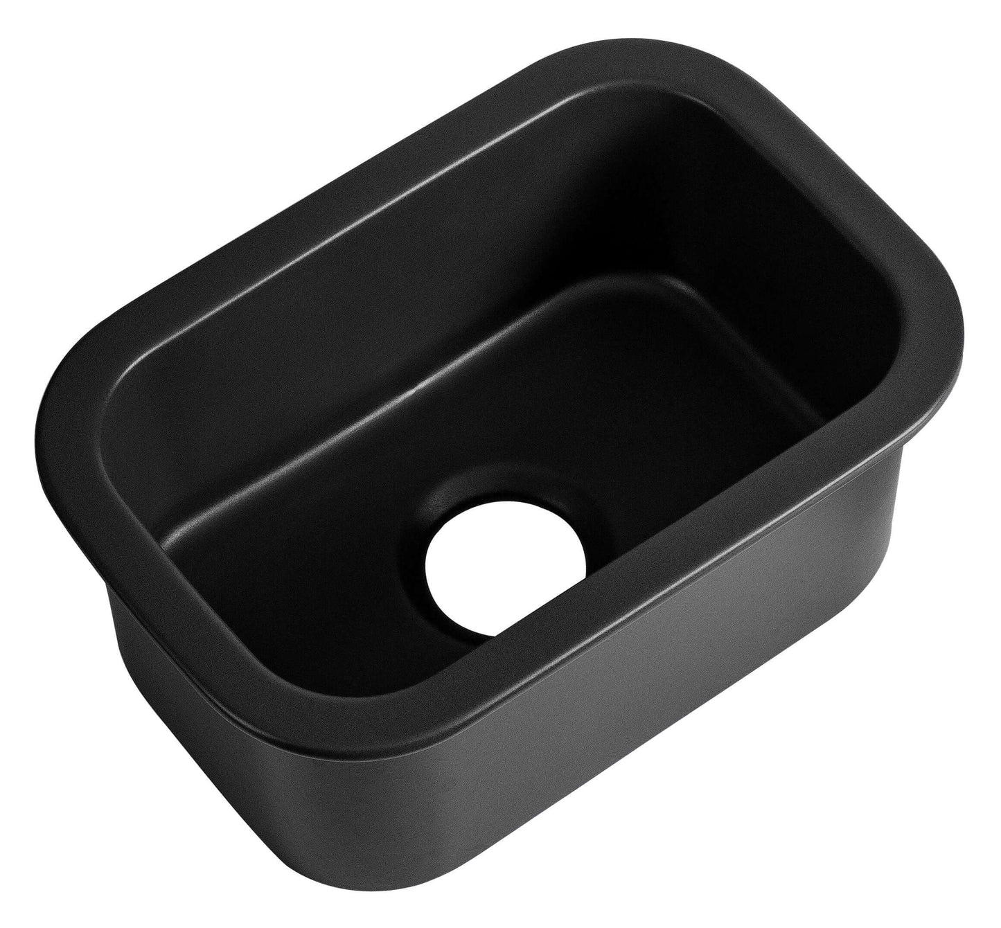 Alfi 13" x 19" Dual Mount Fireclay Prep Sink - ABF1319UD in sleek black finish, showcasing its compact and durable design.