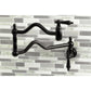 Kingston Brass KS2107AL Heritage Wall Mount Pot Filler Faucet, Brushed Brass on a stylish backsplash.