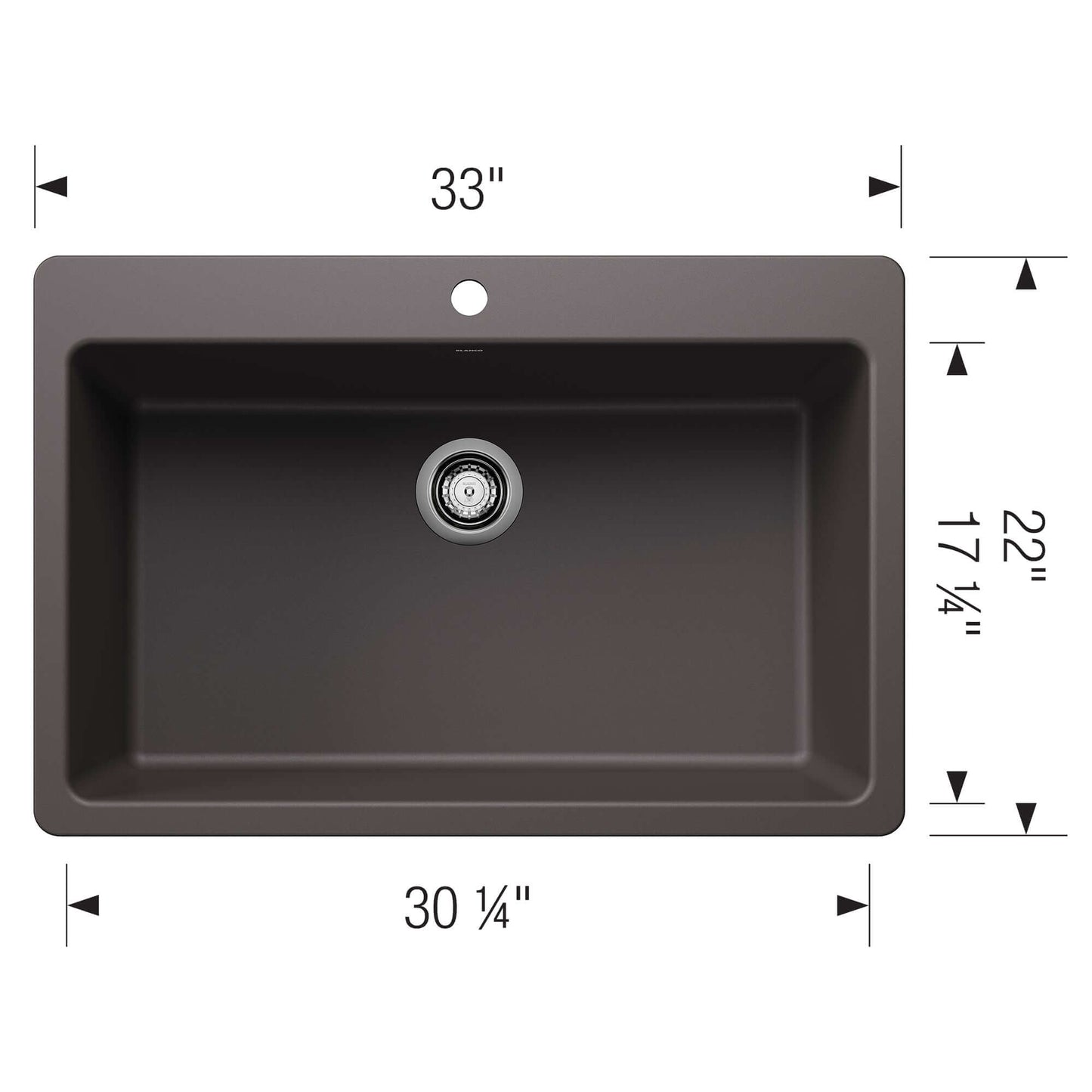 BLANCO Liven SILGRANIT 33" Super Single Dual Mount Kitchen Sink