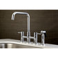 Kingston KS8287DLBS Concord Bridge Kitchen Faucet with Brass Sprayer, Brushed Brass in chrome finish, sleek cylindrical design.