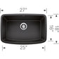 BLANCO Valea SILGRANIT 27" Single Bowl Undermount Kitchen Sink