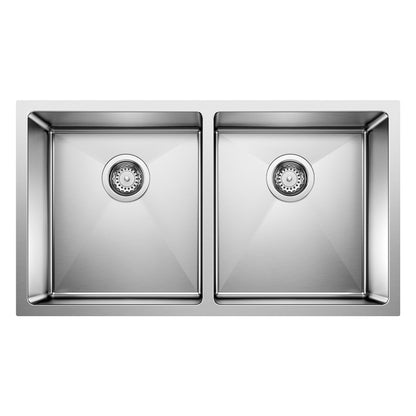 BLANCO Quatrus R15 32" 50/50 Double Bowl Undermount Stainless Steel Kitchen Sink