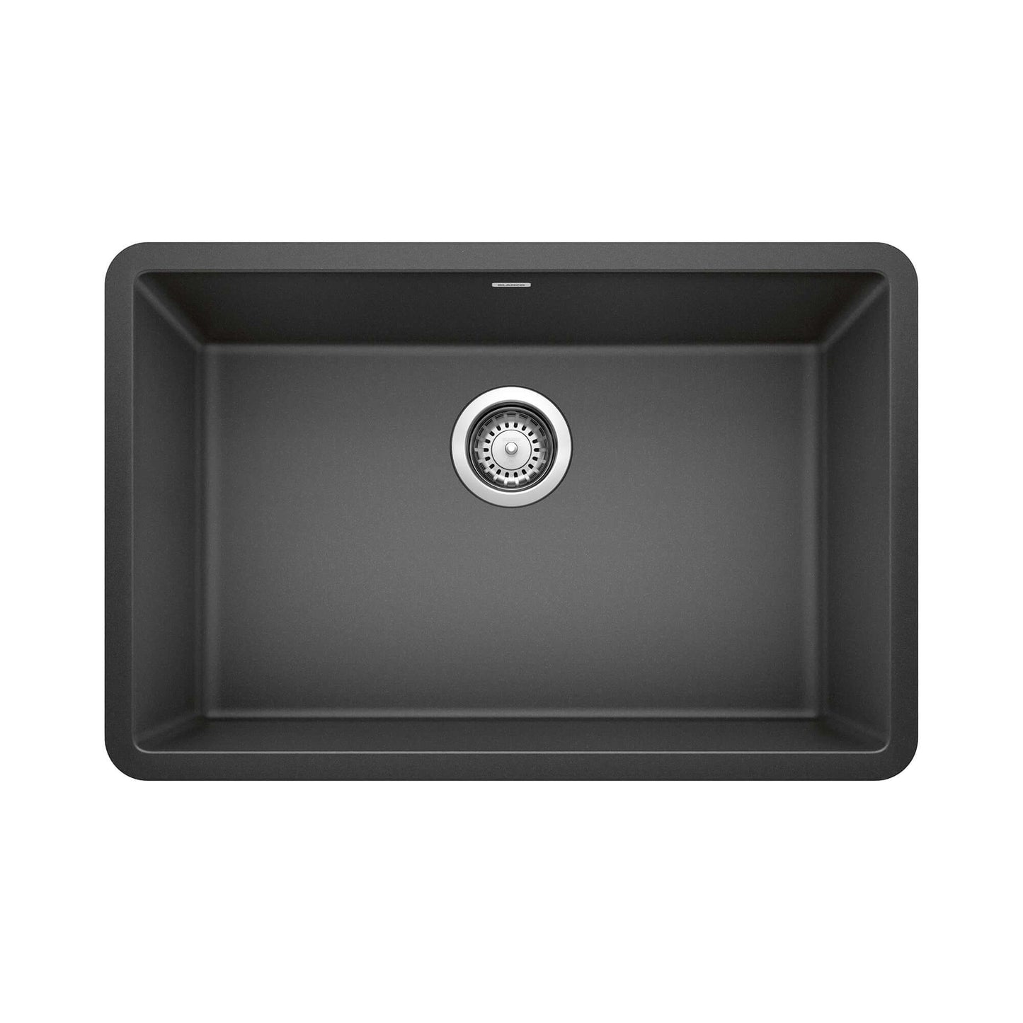 BLANCO PRECIS 27" SILGRANIT Single Bowl Undermount Sink in a sleek black finish.
