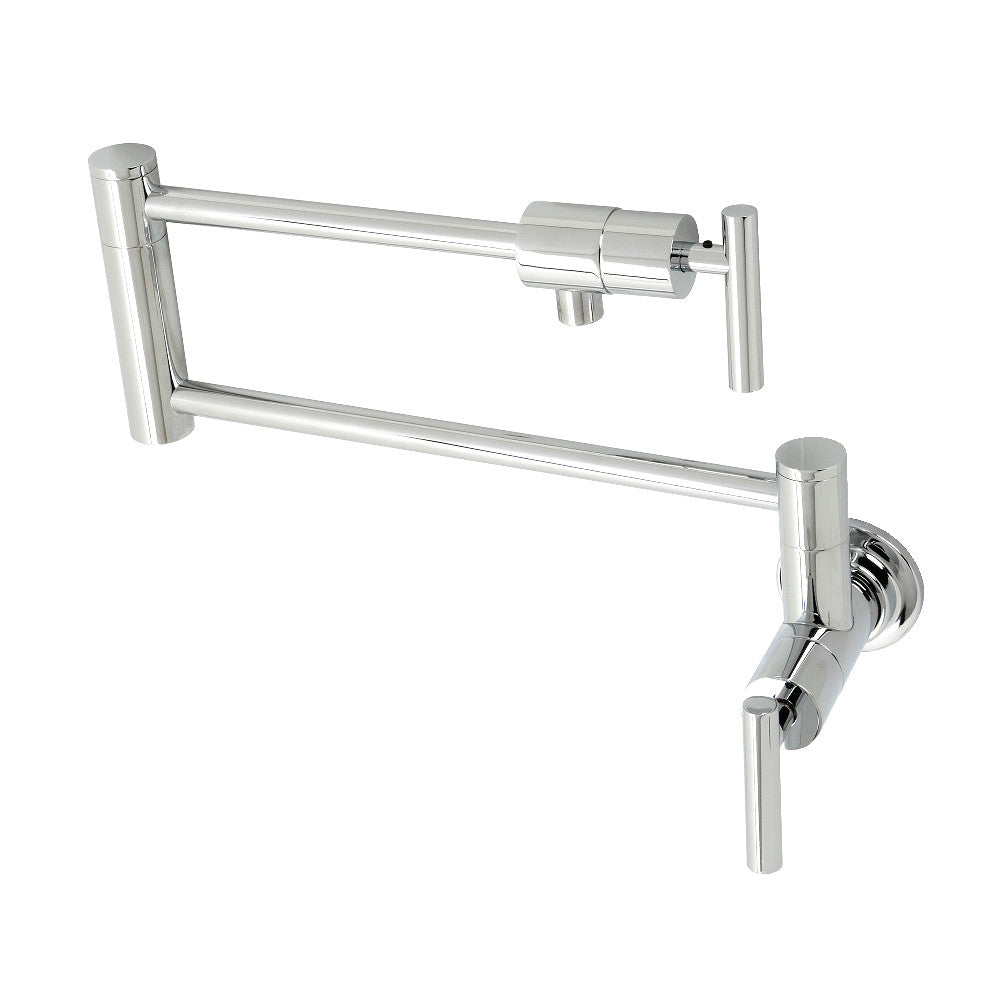Kingston Brass KS4103CML Manhattan Wall Mount Pot Filler Faucet, Antique Brass with polished chrome finish and foldable swing arms