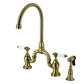 Kingston KS7793PLBS English Country Bridge Kitchen Faucet with Brass Sprayer, Antique Brass