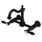 Kingston KS1263BAL Heirloom Two-Handle Wall Mount Bridge Kitchen Faucet, Antique Brass in Matte Black finish