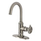 Kingston Brass KSD8503CG Fuller Single-Handle Bar Faucet, Antique Brass design with brushed nickel finish.