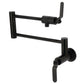Kingston Brass KS4103KL Whitaker Wall Mount Pot Filler Faucet, Antique Brass, foldable swing arms in Matte Black finish.
