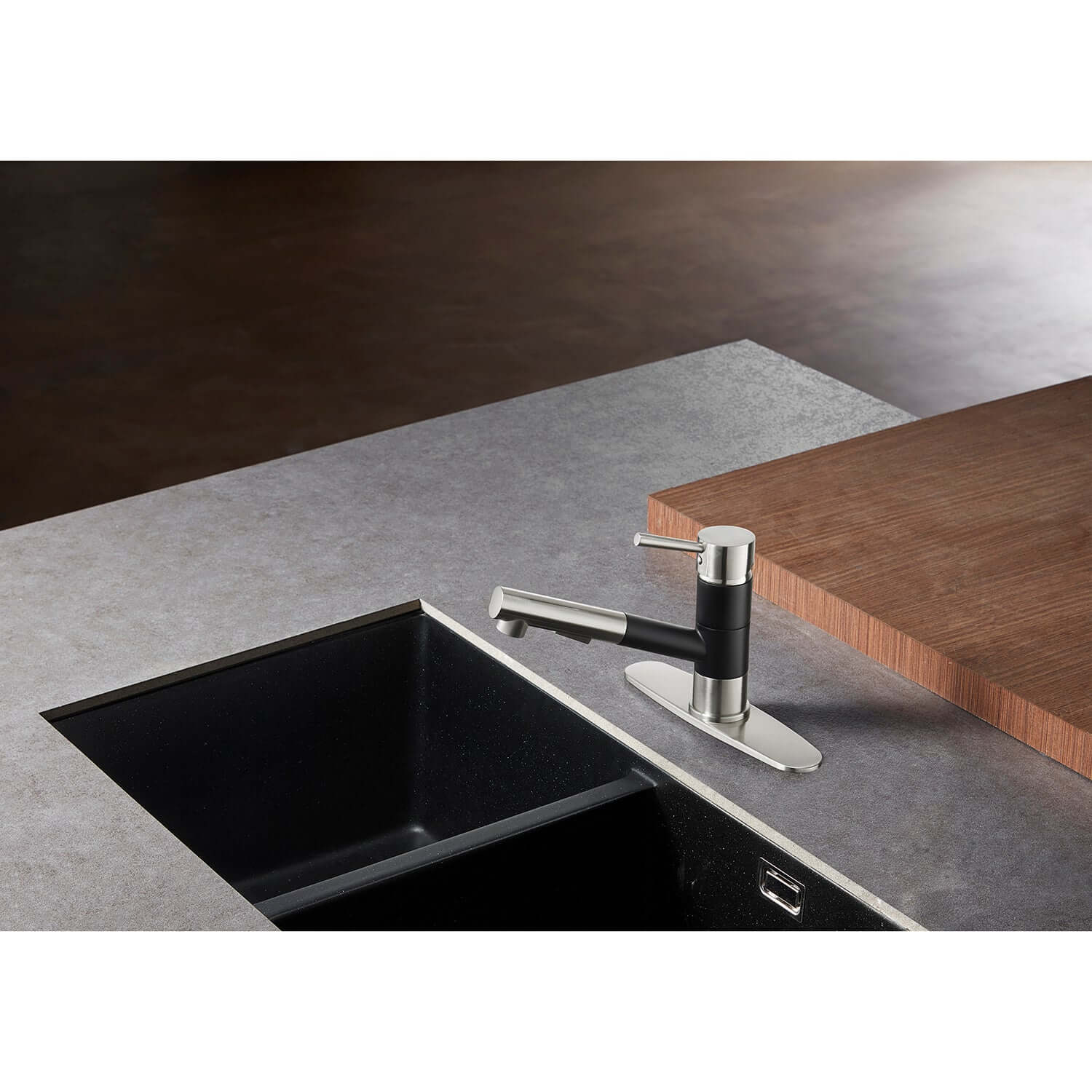 Gourmetier LS84DLAB Concord Single-Handle Pull-Out Kitchen Faucet, Antique Brass installation countertop view