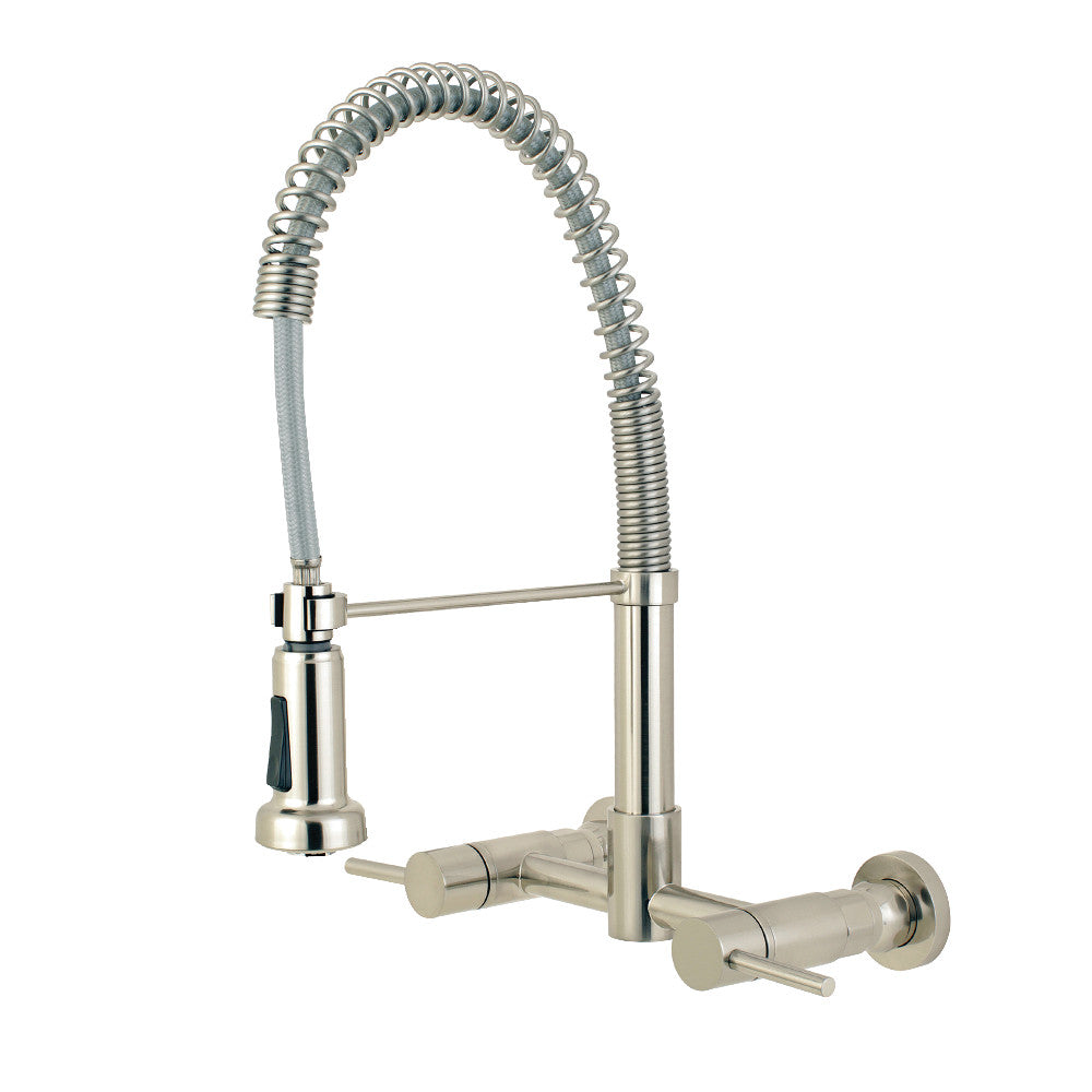 Gourmetier GS8187DL Concord Double-Handle Wall-Mount Pre-Rinse Bridge Kitchen Faucet, Brushed Brass design