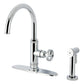 Kingston Brass KSD2433RNX Ostro Single-Handle Kitchen Faucet, Antique Brass with side spray and polished chrome finish