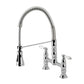 Gourmetier GS1273PL Heritage Double-Handle Deck-Mount Pre-Rinse Bridge Kitchen Faucet, Antique Brass in polished chrome finish.