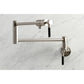 Kingston Brass KS4103DKL Kaiser Wall Mount Pot Filler Faucet, Antique Brass with black silicone rubber coated handles