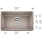 BLANCO Precis SILGRANIT 30" Single Bowl Undermount Kitchen Sink