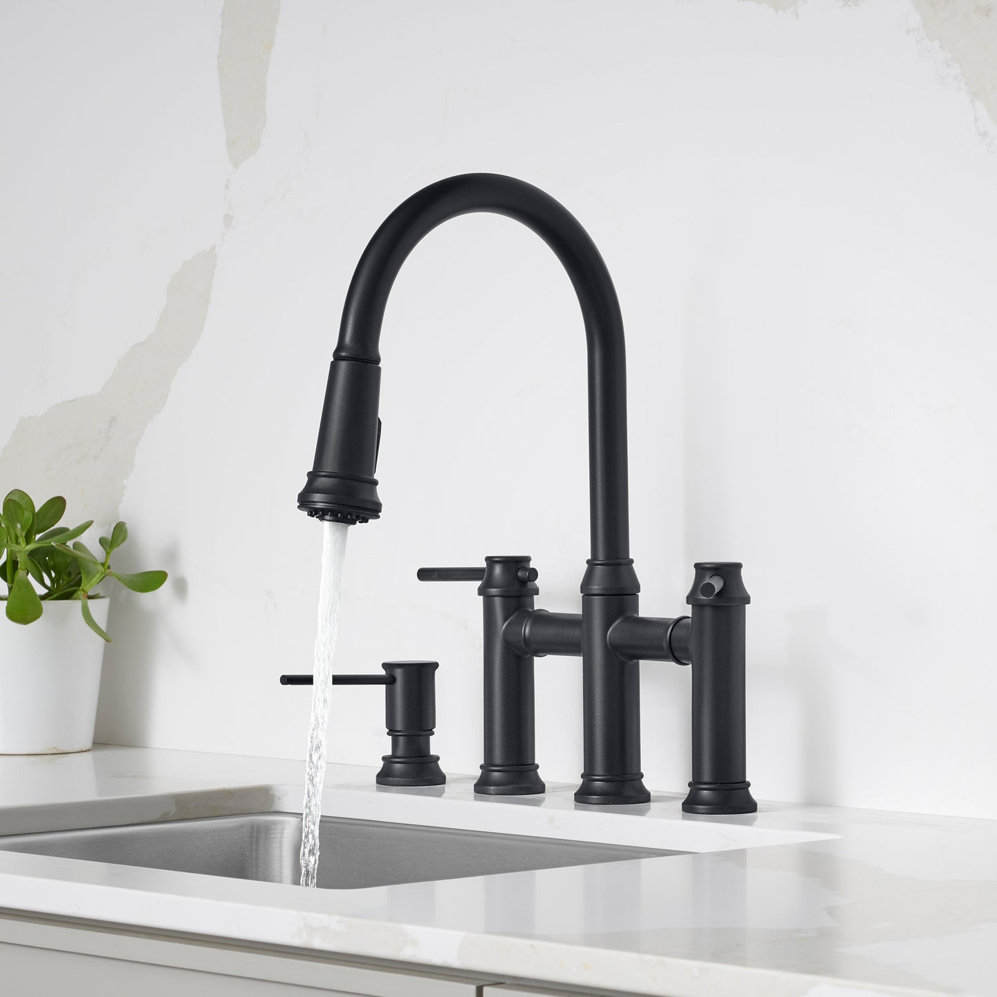 BLANCO Empressa Pull-Down Dual-Spray Bridge Faucet