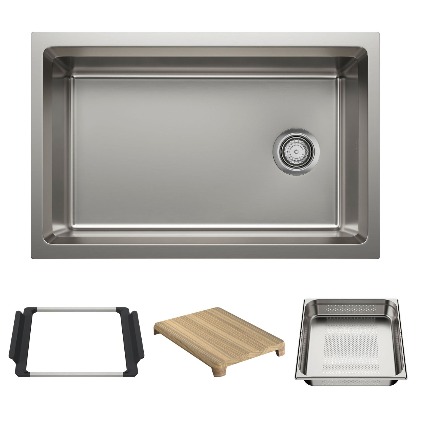 BLANCO Inteos 30" Single Bowl Reversible Undermount Stainless Steel Workstation Kitchen Sink with accessories