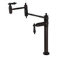 Kingston Brass KS3707PKL Duchess Deck Mount Pot Filler Faucet, Brushed Brass with black porcelain handles