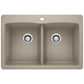 BLANCO Diamond SILGRANIT 33" 50/50 Double Bowl Dual Mount Kitchen Sink