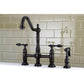 Kingston KS1273TALBS Tudor Bridge Kitchen Faucet with Brass Sprayer, Antique Brass