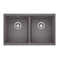 BLANCO Precis SILGRANIT 29" 50/50 Double Bowl Undermount Kitchen Sink
