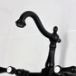 Kingston KS1263BAL Heirloom Two-Handle Wall Mount Bridge Kitchen Faucet, Antique Brass close-up view