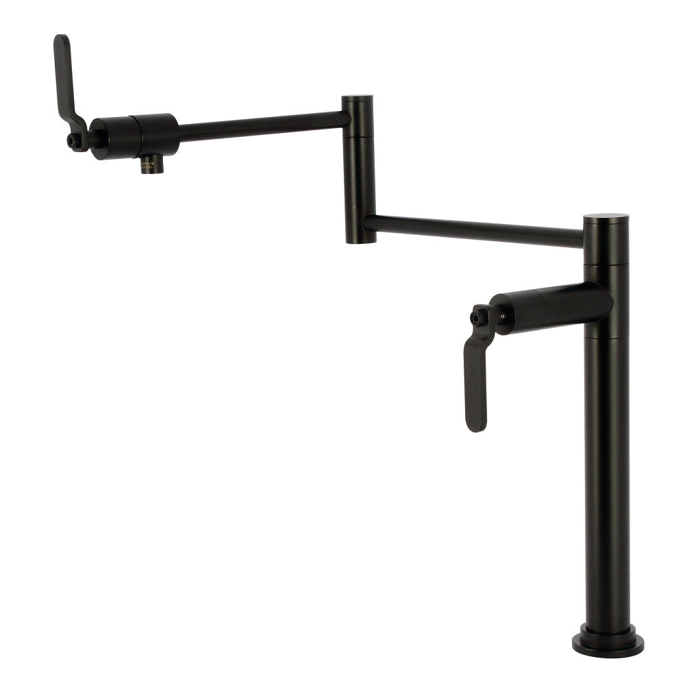 Kingston Brass KS4703KL Whitaker Deck Mount Pot Filler Faucet, Antique Brass with matte black finish