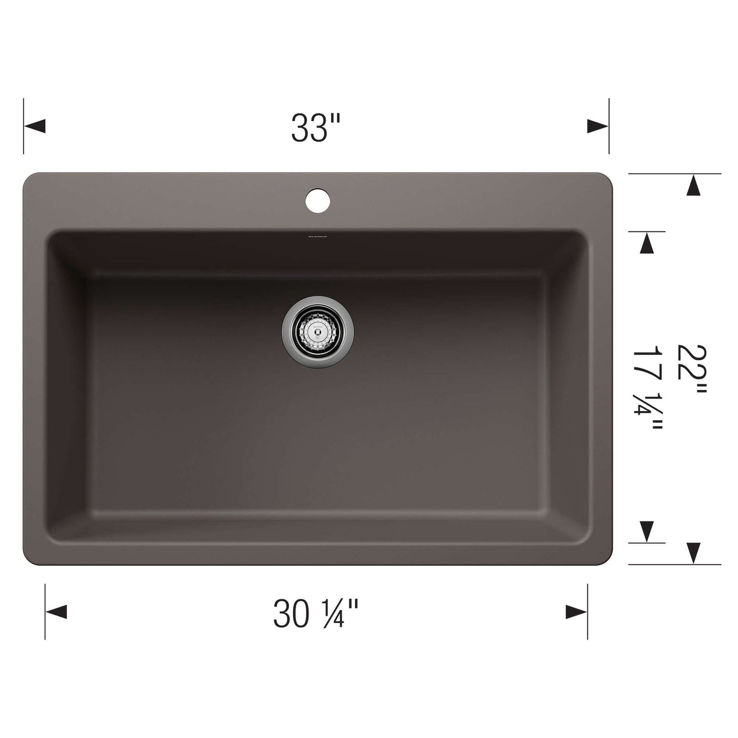 BLANCO Liven SILGRANIT 33" Super Single Dual Mount Kitchen Sink