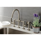 Kingston KS2333KL Whitaker Industrial Style Bridge Kitchen Faucet with Brass Sprayer, Antique Brass