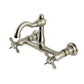 Kingston KS3253BEX Essex Two-Handle Wall Mount Bridge Kitchen Faucet, Antique Brass in brushed nickel finish
