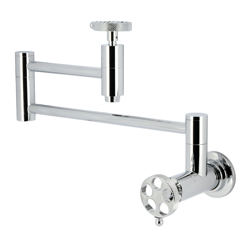 Kingston Brass KS8103RKX Webb Wall Mount Pot Filler Faucet with Knurled Handle, Antique Brass