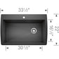 BLANCO Diamond SILGRANIT 33.5" Super Single Dual Mount Kitchen Sink