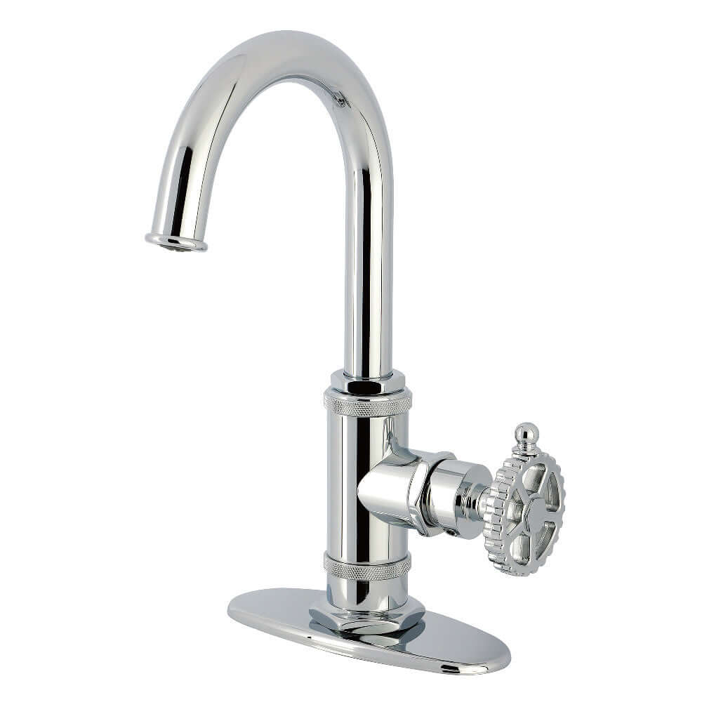 Kingston Brass KSD8503CG Fuller Single-Handle Bar Faucet, Antique Brass in polished chrome finish