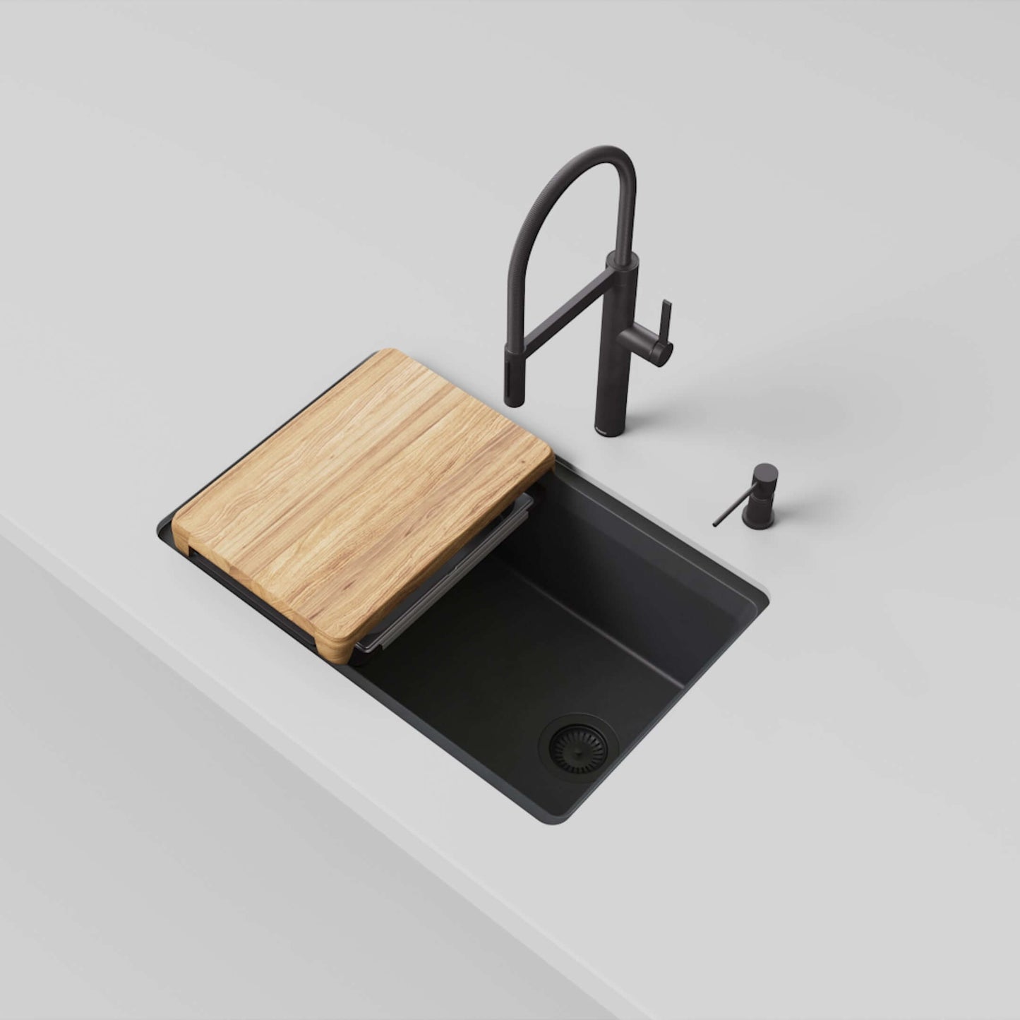 BLANCO Inteos SILGRANIT 30" Single Bowl Reversible Undermount Workstation Kitchen Sink with wood cutting board