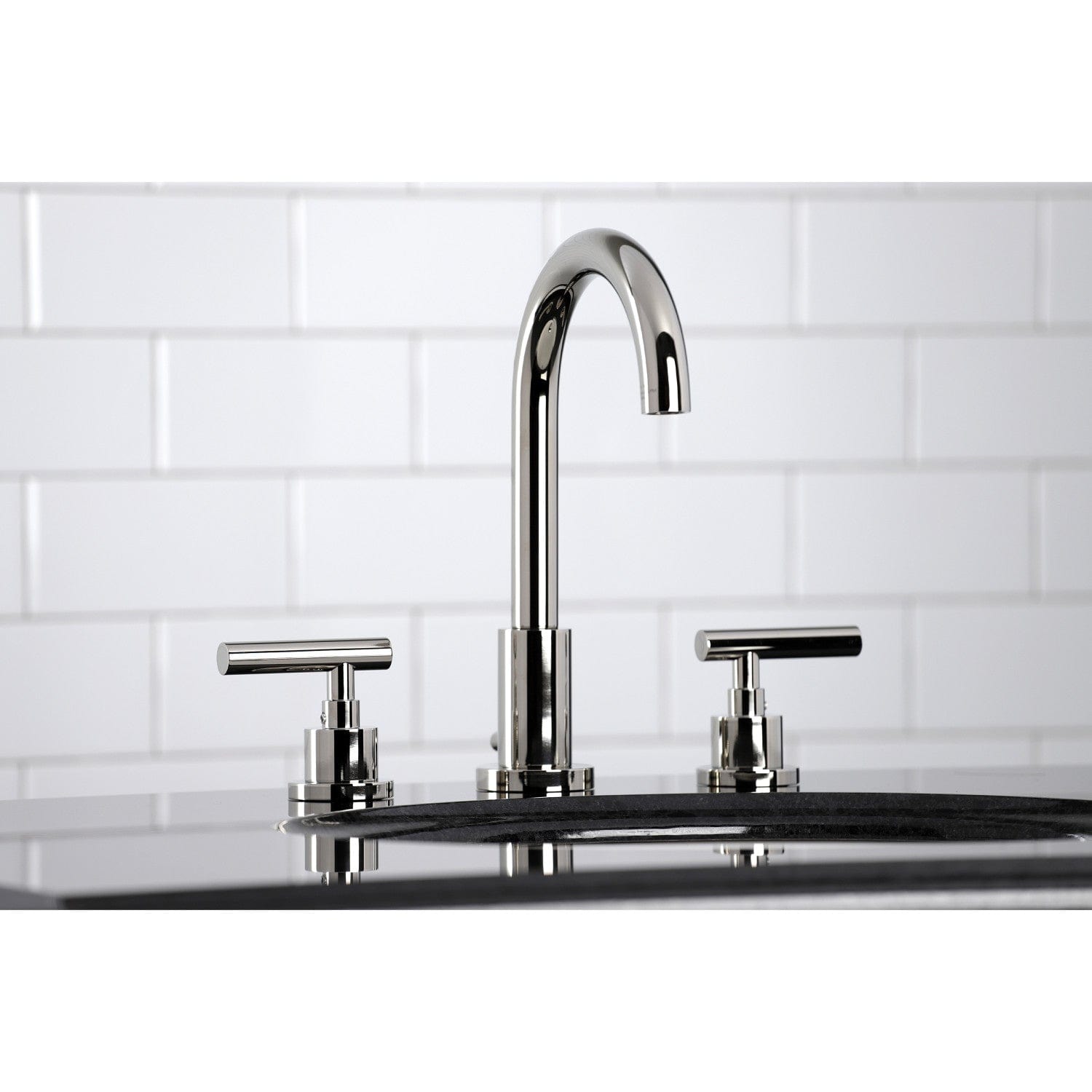 KINGSTON Brass Manhattan Widespread Bathroom Faucet with Brass Pop-Up - Polished Nickel