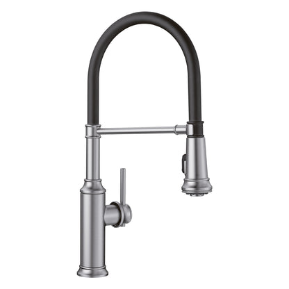 BLANCO Empressa Semi-Pro Pull-Down Dual-Spray Kitchen Faucet with commercial-grade spring system