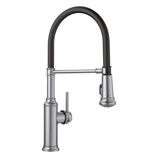 BLANCO Empressa Semi-Pro Pull-Down Dual-Spray Kitchen Faucet with commercial-grade spring system