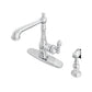 Gourmetier GSY7208ACLBS American Classic Single-Handle Kitchen Faucet with Brass Sprayer, Brushed Nickel in polished chrome finish