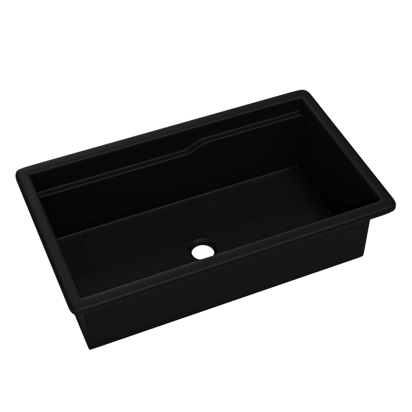 Alfi 32" Dual Mount Fireclay Workstation Kitchen Sink - ABFS3219SUD in sleek black finish.