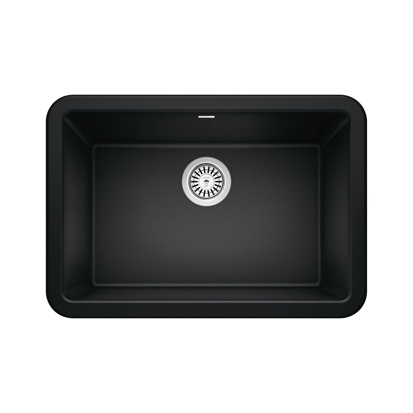 BLANCO Ikon SILGRANIT 27" Single Bowl Apron-Front Farmhouse Sink in sleek black finish.