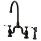 Kingston KS7793BPLBS Bel-Air Bridge Kitchen Faucet with Brass Sprayer, Antique Brass in oil rubbed bronze finish.