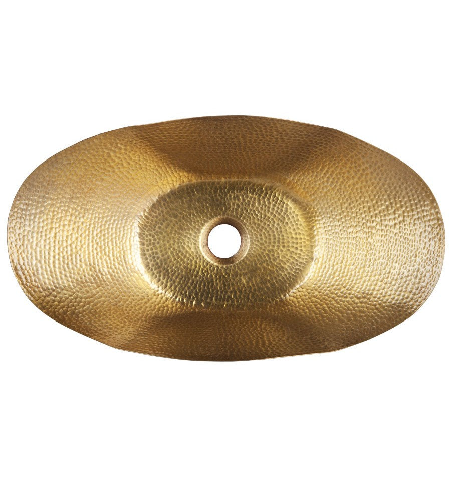 Thompson Cordoba 21" Hammered Antique Satin Gold Wavy Oval Bathroom Sink - KBC-ASG - view 3