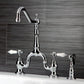 Kingston KS7753BPLBS Bel-Air Bridge Kitchen Faucet with Brass Sprayer, Antique Brass - chrome finish