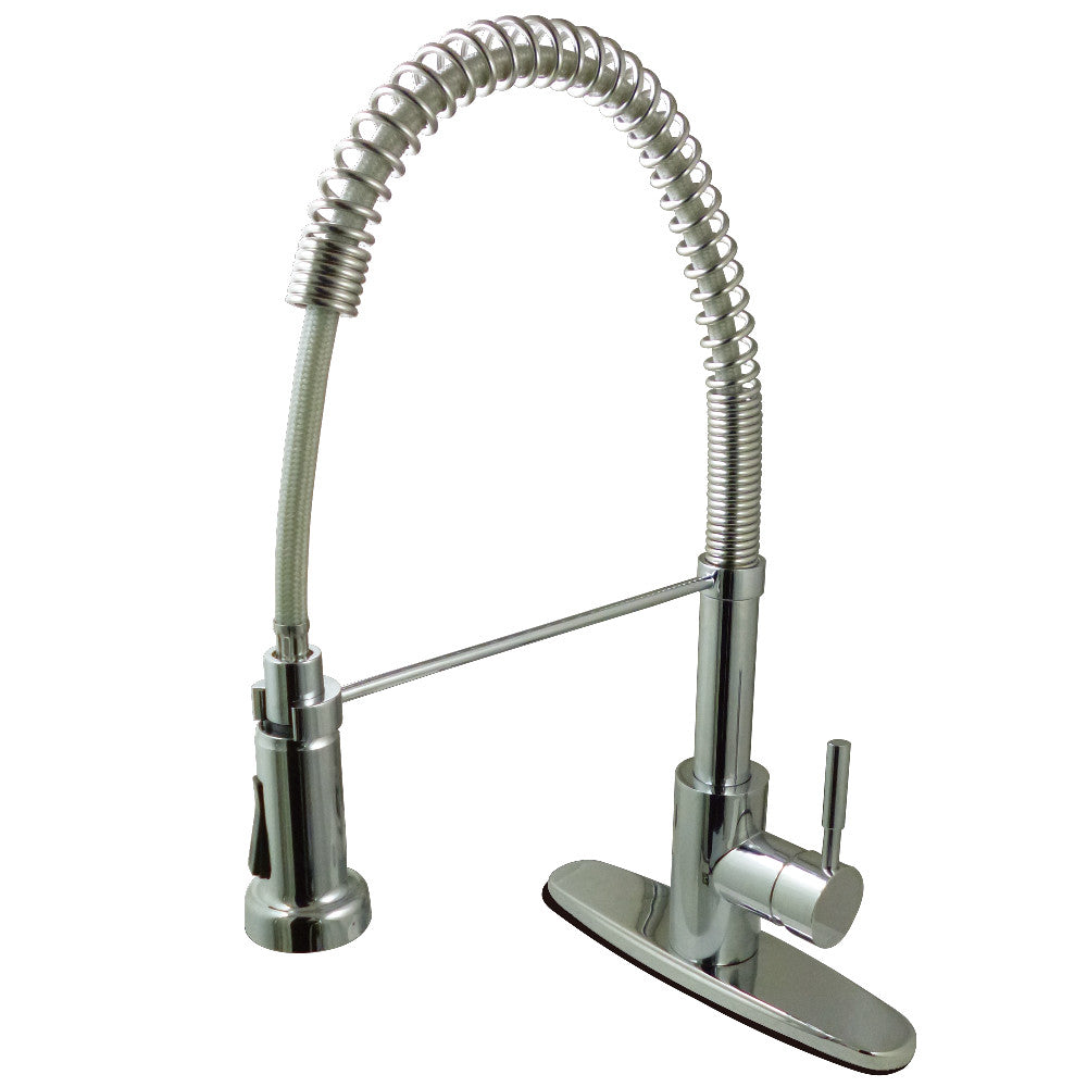 Gourmetier GSY8887DL Concord Single-Handle Deck-Mount Pre-Rinse Kitchen Faucet, Brushed Brass on display.