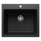 BLANCO Liven SILGRANIT 25" Single Bowl Dual Mount Laundry Sink in black, featuring an extra-deep basin.