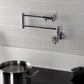 Kingston Brass KS4103RX Belknap Wall Mount Pot Filler Faucet, Antique Brass, stylish kitchen fixture with swing arms.
