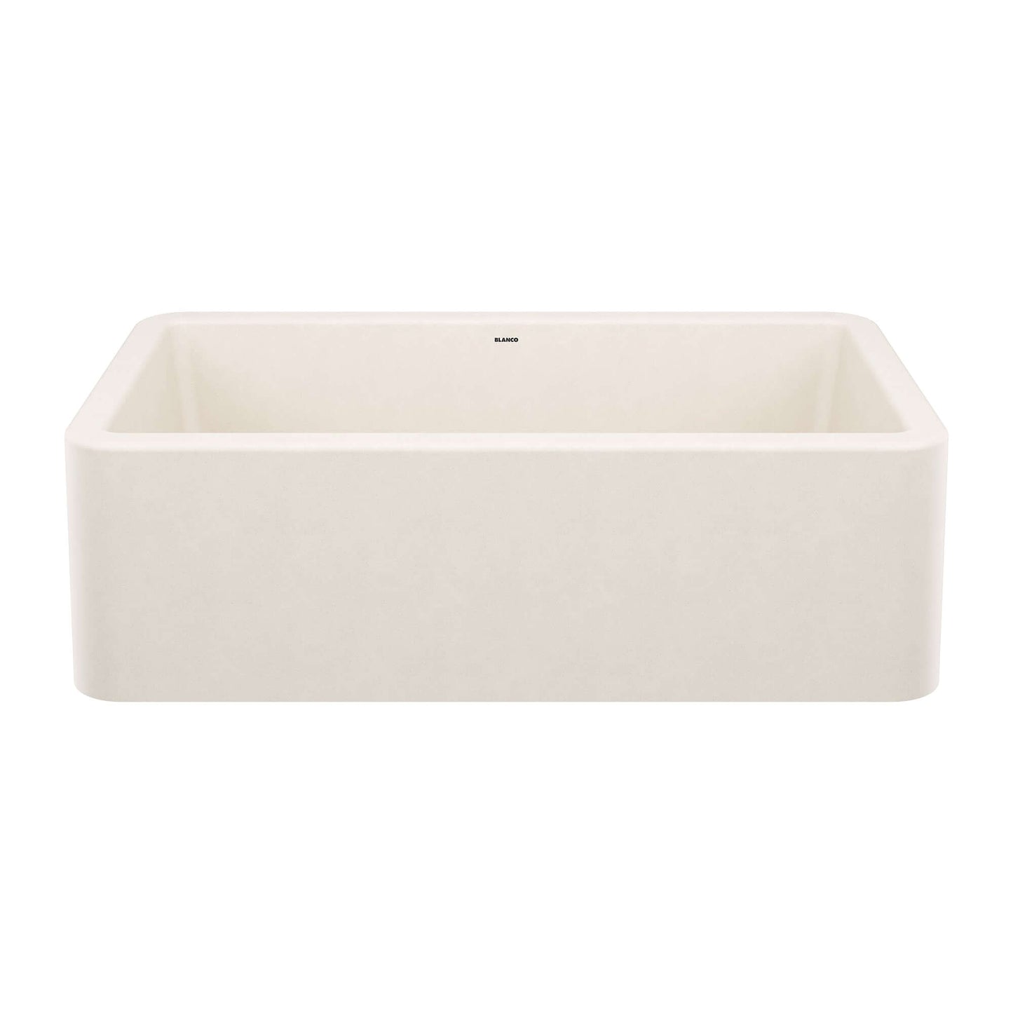 BLANCO Ikon SILGRANIT 33" Single Bowl Apron-Front Farmhouse Sink in white, showcasing its classic design and durability.