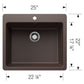 BLANCO Liven SILGRANIT 25" Single Bowl Dual Mount Kitchen Sink