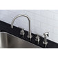 Kingston Brass KS8723CMLBS Manhattan Double-Handle Widespread Kitchen Faucet with Brass Sprayer, Antique Brass