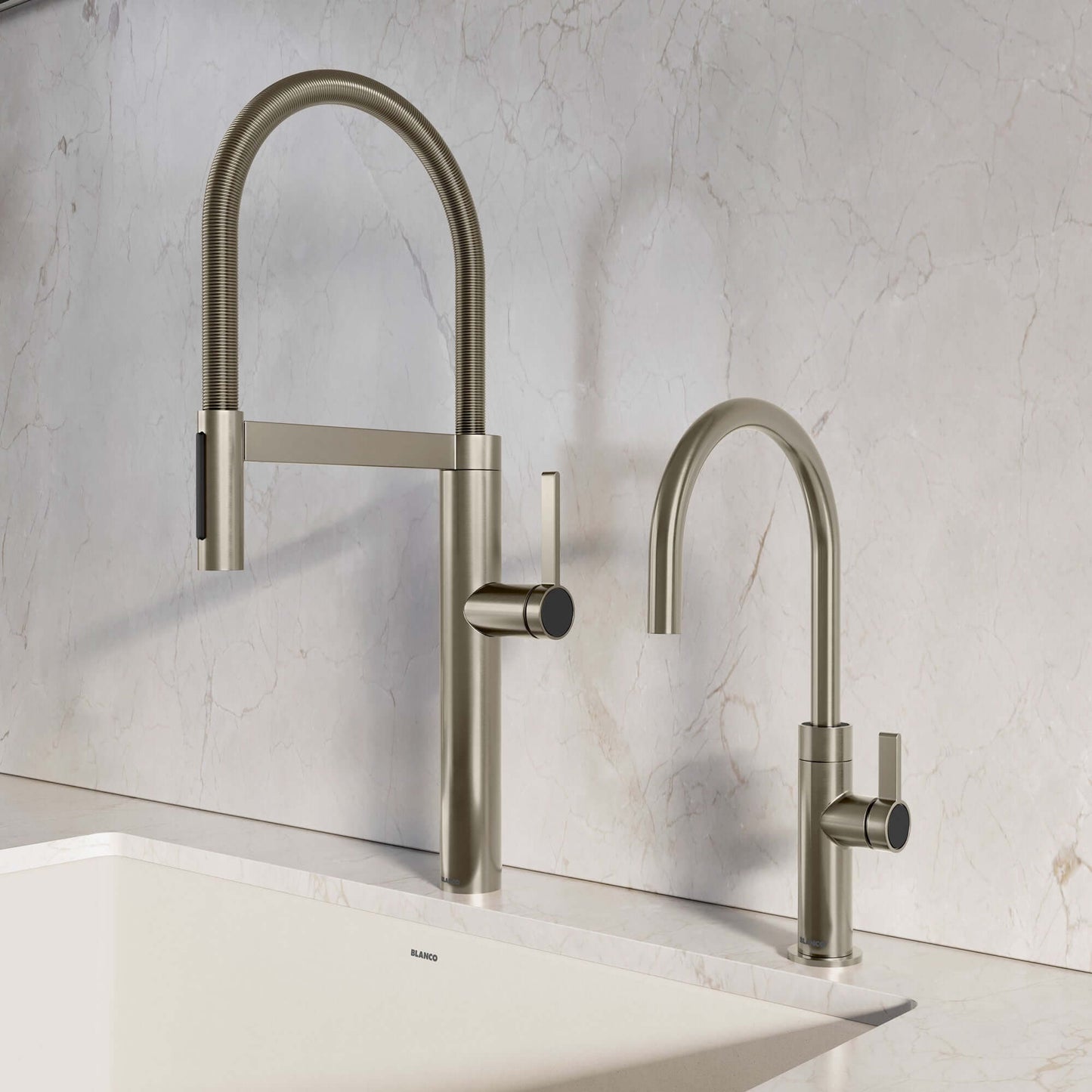 BLANCO Culina II High Arc Beverage Faucet Compatible with Reverse Osmosis Systems in a modern kitchen setting.