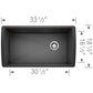 BLANCO Diamond SILGRANIT 33" Super Single Undermount Kitchen Sink